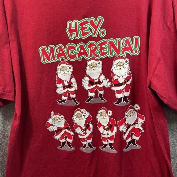 Vintage TNT "Hey Macarena!" Santa Claus Graphic T-Shirt Adult XL 100% Cotton Red - Picture 2 of 9